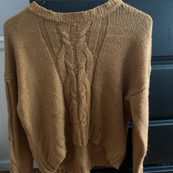 Charlotte Russe Sweaters - Light brown cropped, knitted sweater